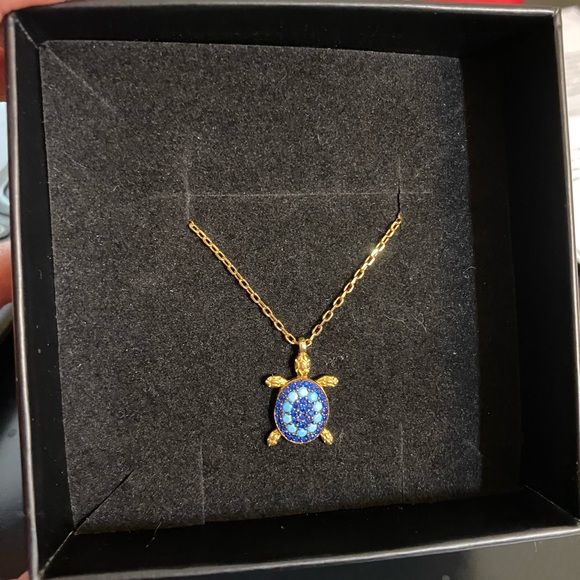 Latelita Turquoise Blue Turtle Pendant Necklace - Picture 3 of 5